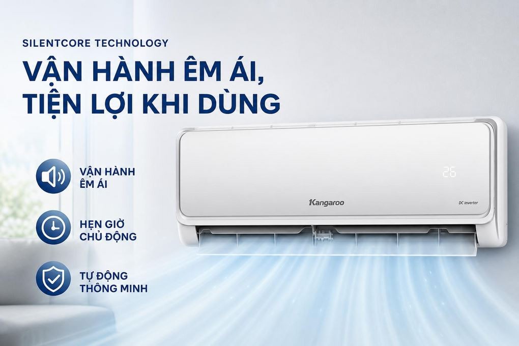 Kangaroo Inverter 1.5 HP KG12ACI air conditioner - Quiet operation, convenient to use