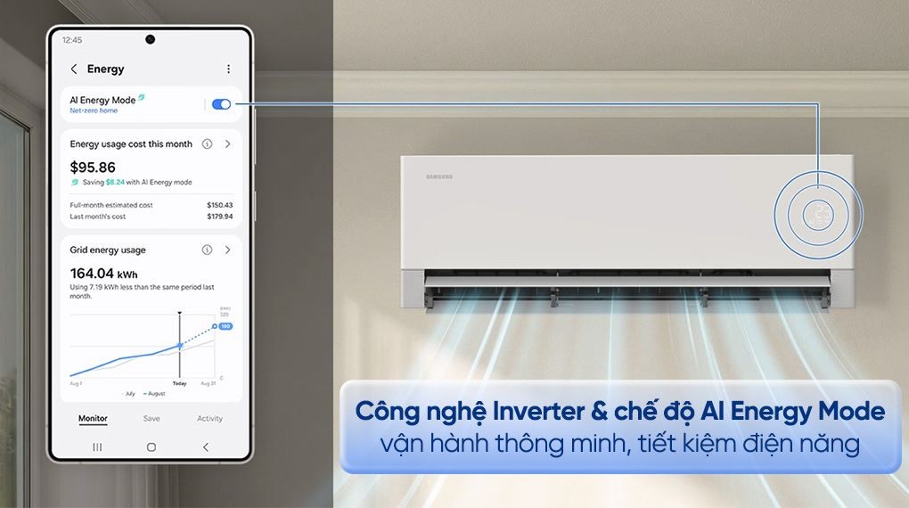 Samsung Wind-Free Inverter 1.5 HP AR70H13D1BWNSV air conditioner - Energy-saving technology