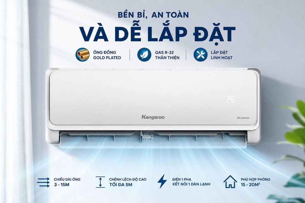 Kangaroo Inverter 1.5 HP KG12ACI air conditioner - Durable, safe and easy to install