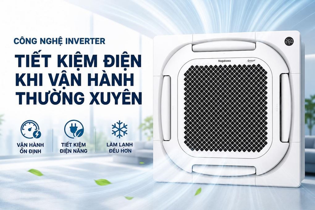Nagakawa Inverter 4 HP ceiling cassette air conditioner NIT-C36R2U35 - Energy-saving for frequent operation