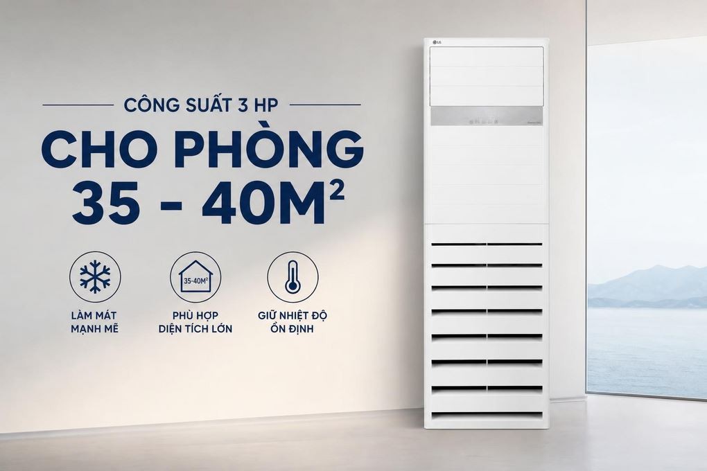 LG Inverter 3 HP ZPNQ30GT3A1 floor-standing air conditioner - 3 HP capacity for rooms of 35 - 40m²