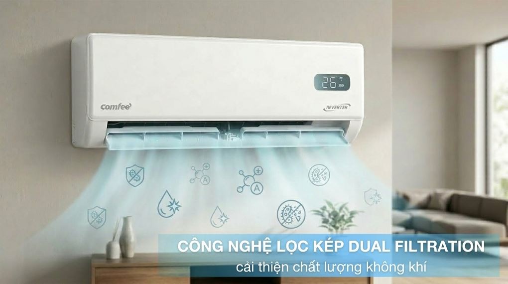 Air filtration - Comfee Inverter 1.5 HP CFS-13VGX air conditioner