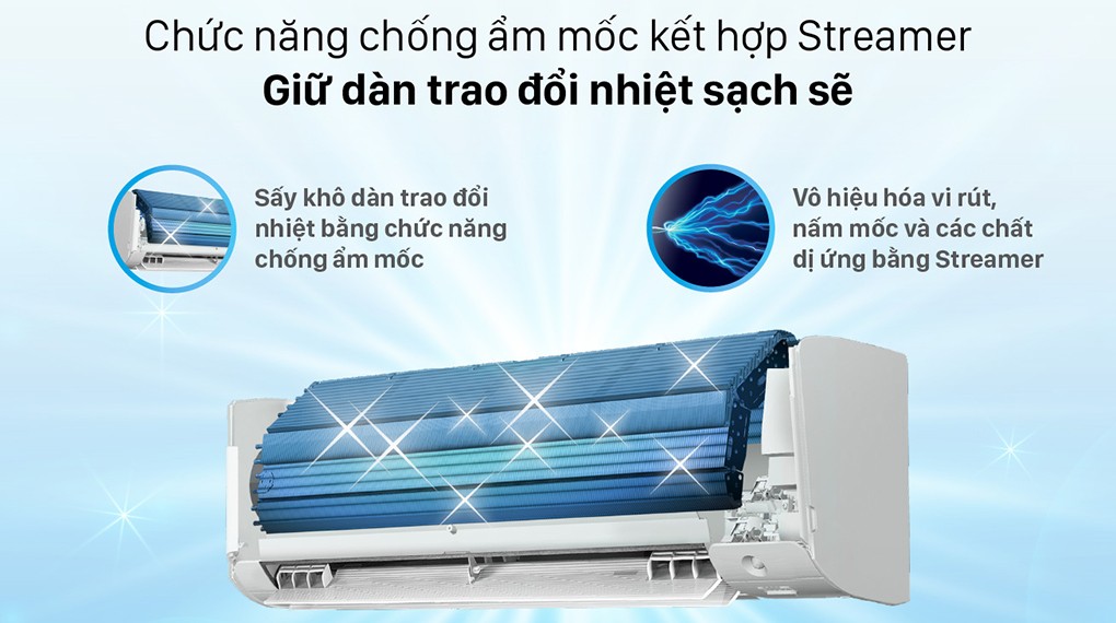 Daikin Inverter 1 HP FTKZ25VVMV air conditioner - Anti-mold with Streamer