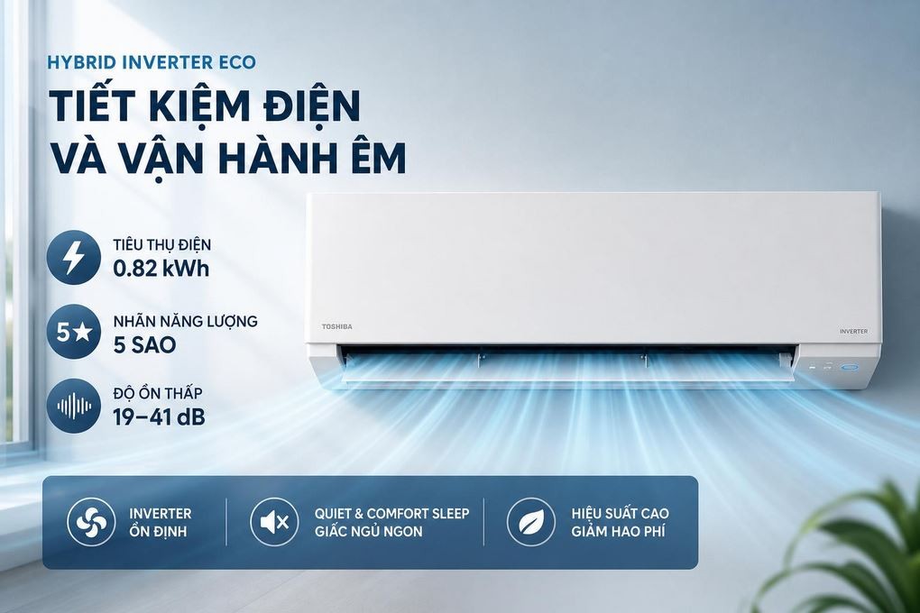 Toshiba Inverter 1 HP RAS-H10F2KCVSG-V 에어컨 - 절전 및 조용한 작동