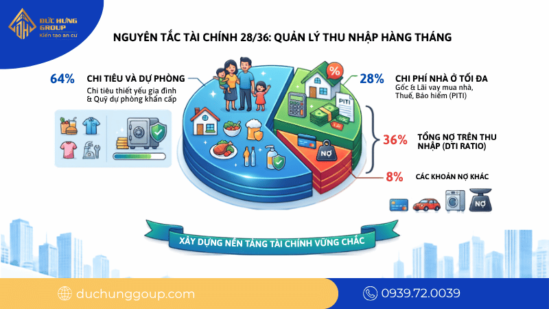 Kinh nghiệm mua nhà vay ngân hàng với quy tắc quản trị dòng tiền 28-36
