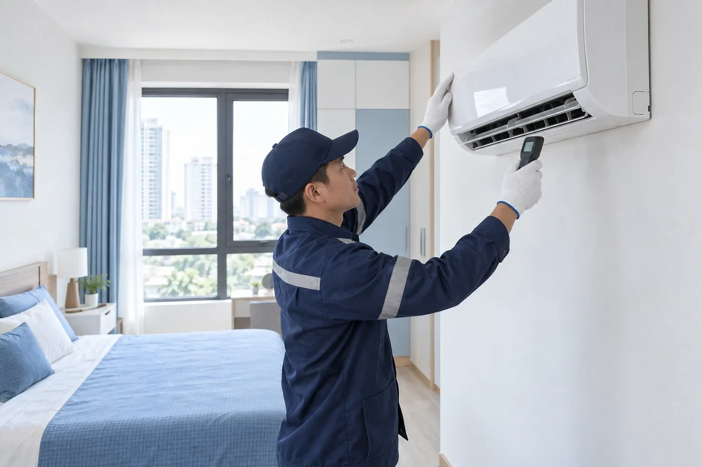 Đo nhiệt độ gió thổi ra sau khi vệ sinh máy lạnh