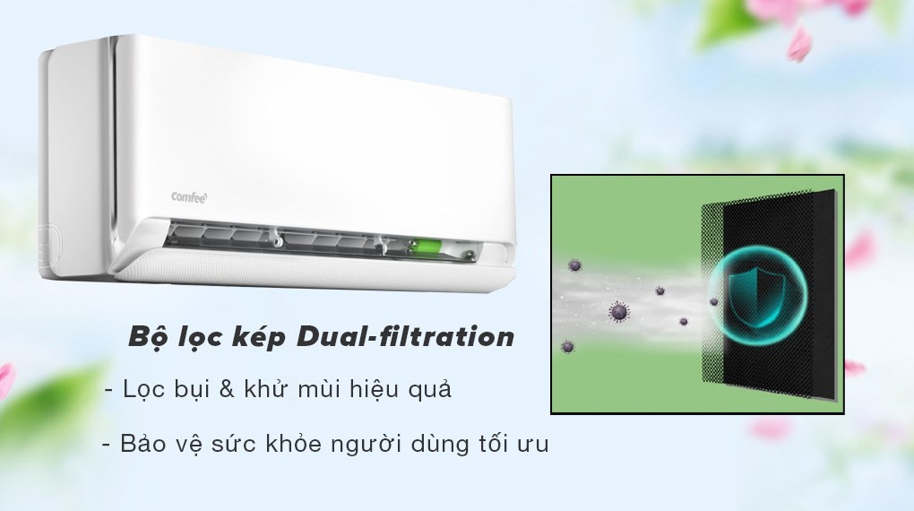 Comfee Inverter 1.5 HP CFS-13VCB1 air conditioner - Dual-filtration system effectively filters dust and removes odors, optimally protecting users' health