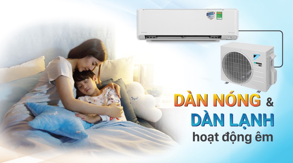 Daikin Inverter 1 HP FTKZ25VVMV air conditioner - Indoor and outdoor units operate quietly for a peaceful space