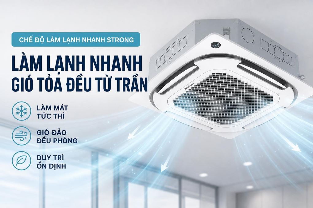 Nagakawa Inverter 4 HP ceiling cassette air conditioner NIT-C36R2U35 - Fast cooling, air spreading evenly from the ceiling
