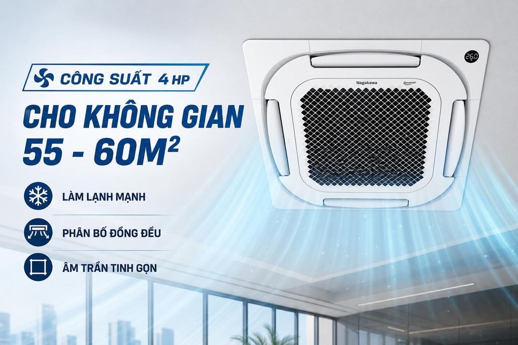 Nagakawa Inverter 4 HP ceiling cassette air conditioner NIT-C36R2U35 - High capacity for spaces of 55 - 60m²
