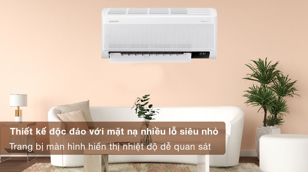 Samsung Inverter 1 HP AR10CYFAAWKNSV air conditioner - Unique design with a micro-perforated indoor unit front and an easy-to-read temperature display