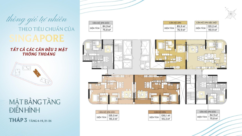 Mặt bằng tầng điển hình tháp 3 Palm River
