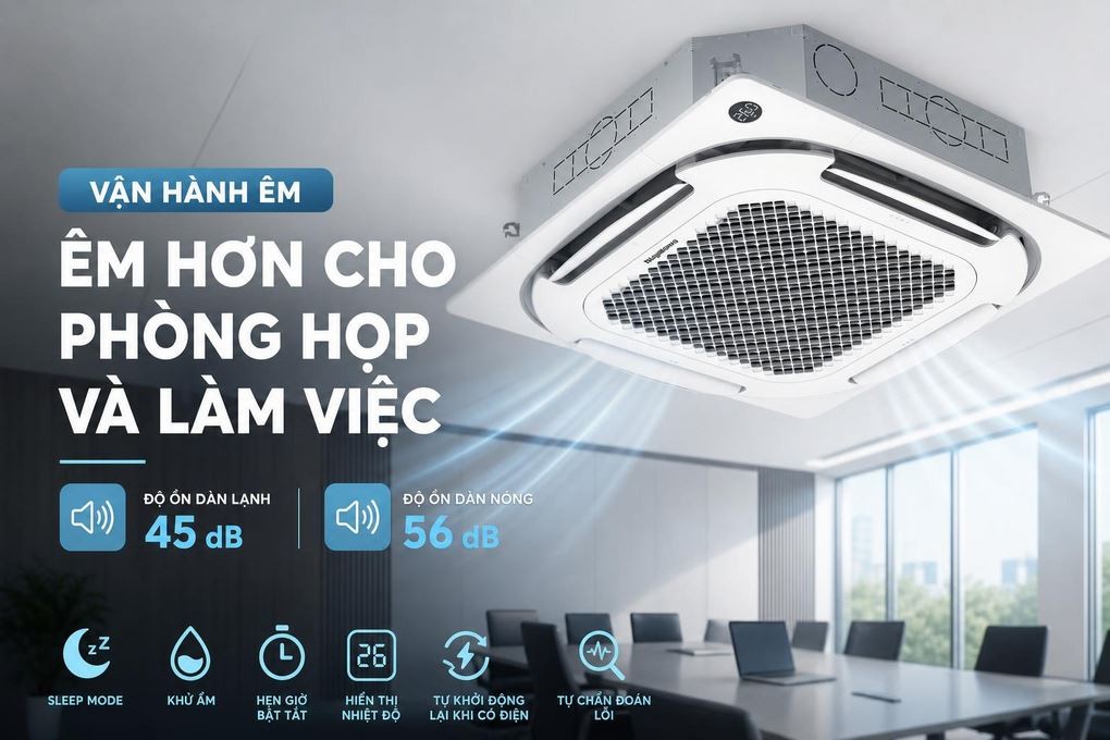 Nagakawa Inverter 4 HP ceiling cassette air conditioner NIT-C36R2U35 - Quieter for meeting rooms and workspaces