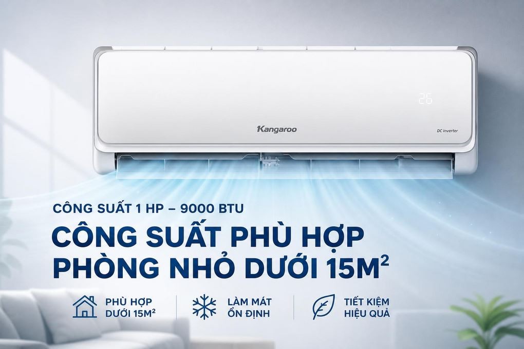 에어컨 Kangaroo Inverter 1 HP KG9ACI - 15m² 미만 작은 방에 적합한 용량