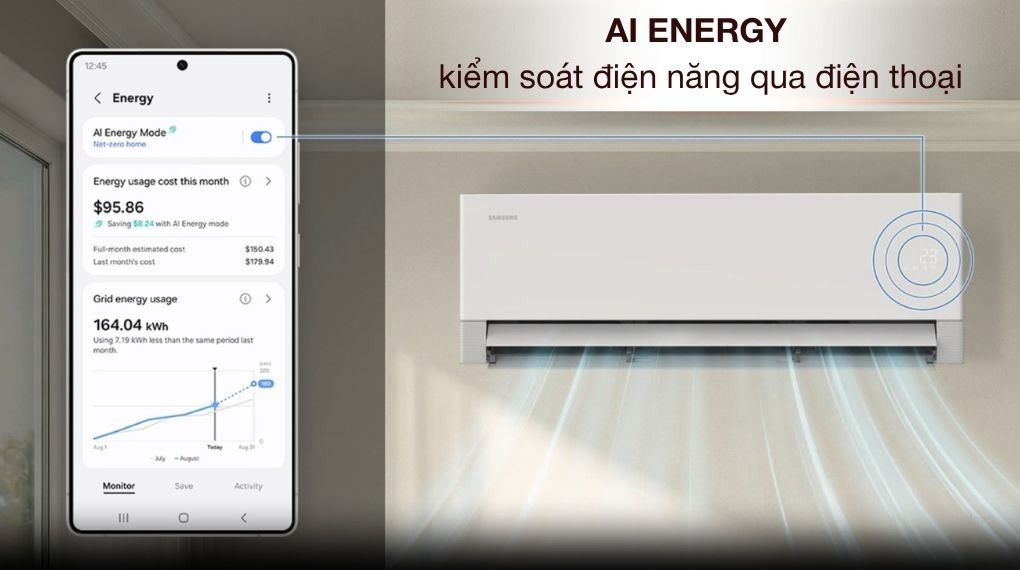 에어컨 Samsung Wind-Free 인버터 1 HP AR80H10DAAWNSV - 절전 기술
