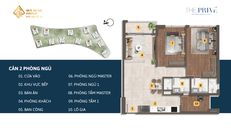 Layout căn hộ 2 phòng ngủ