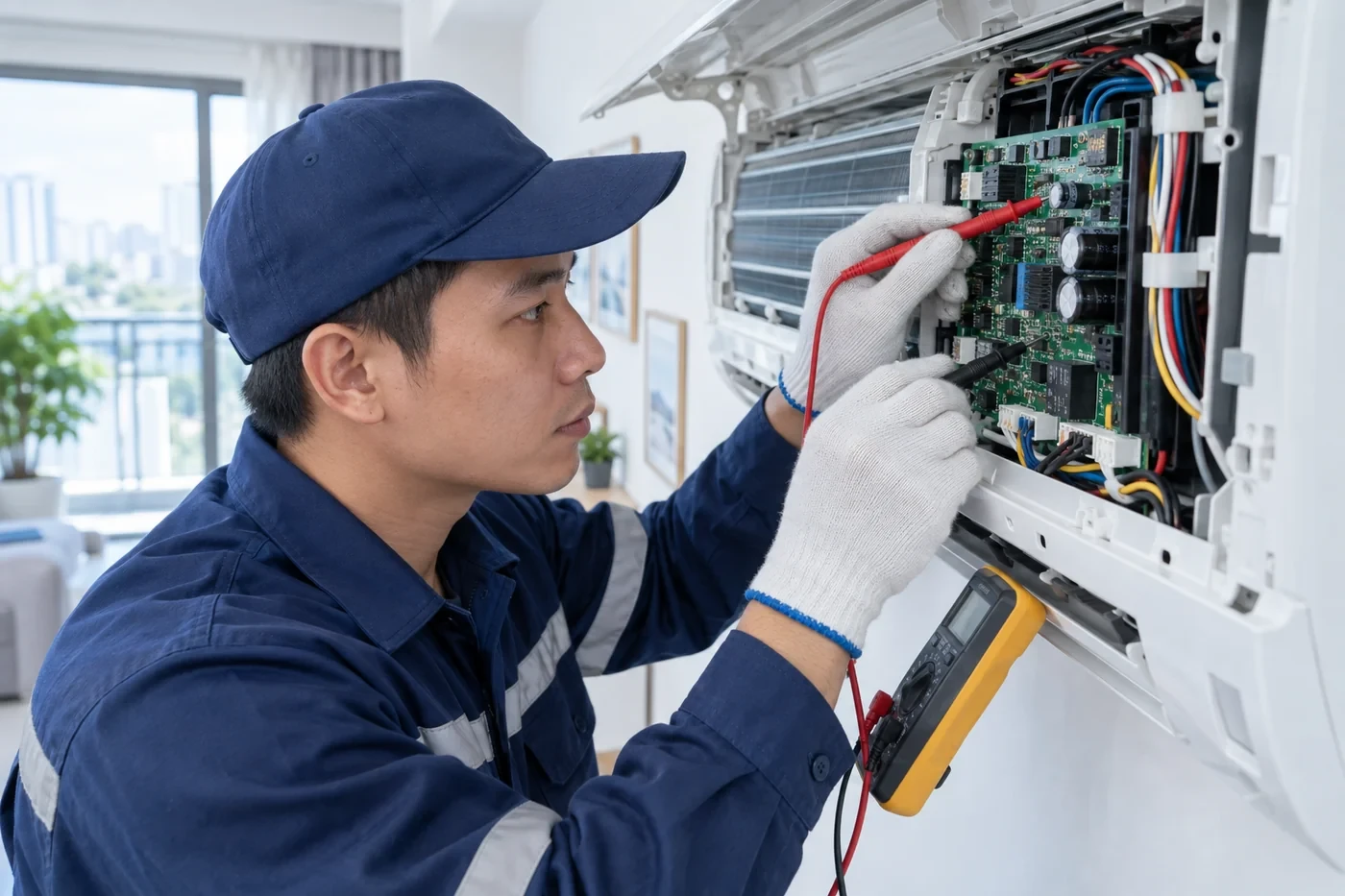 Kiểm tra bo mạch điều khiển dàn lạnh bằng đồng hồ vạn năng
