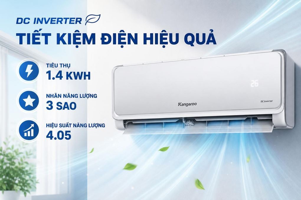 Kangaroo Inverter 1.5 HP KG12ACI air conditioner - Efficient energy saving