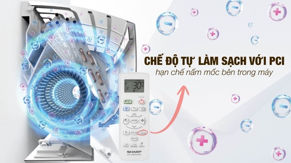자동 세척 모드 - 에어컨 Sharp Inverter 1 HP AH-XP10DSW